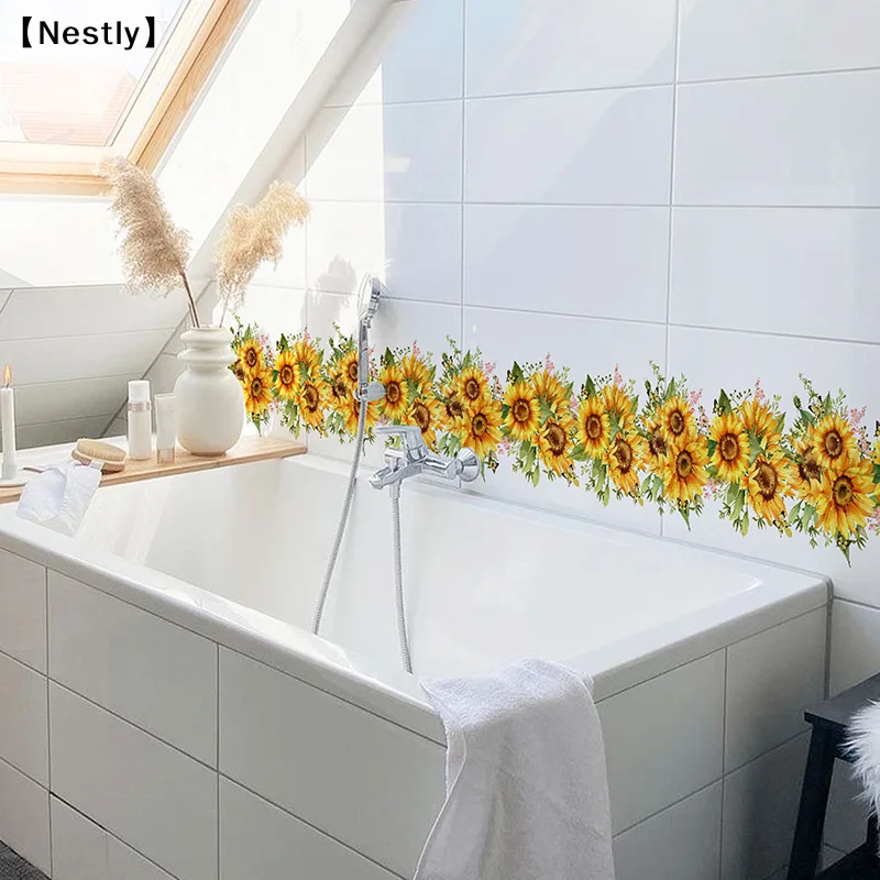 Creative Sunflower Can Be Recycled Waist Line Paste Bedroom Living Room Background Wall Decorative Wall Stickers〔Nest〕