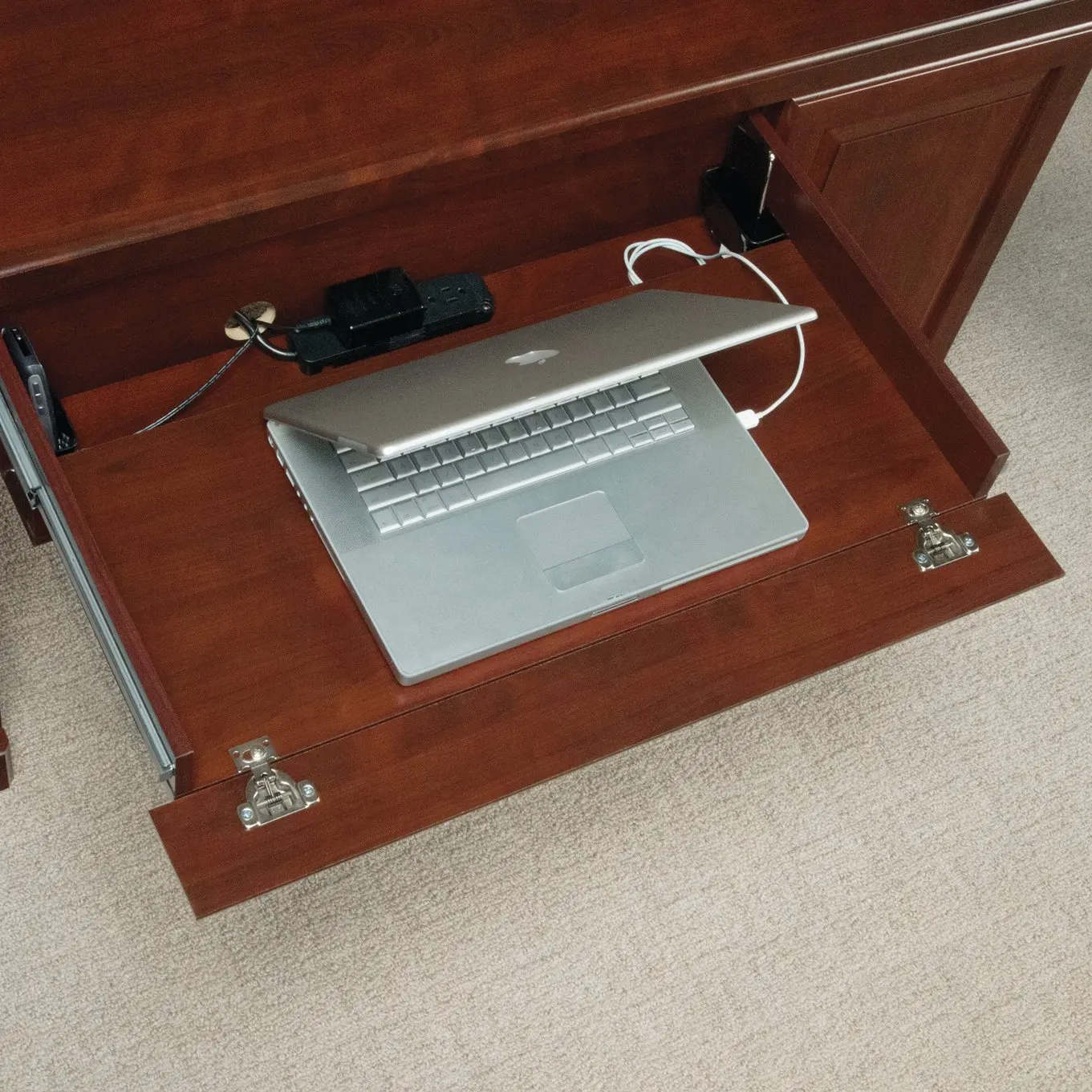 Computer Desk Cherry Finish Storage Cabinet Home Office 59.25
