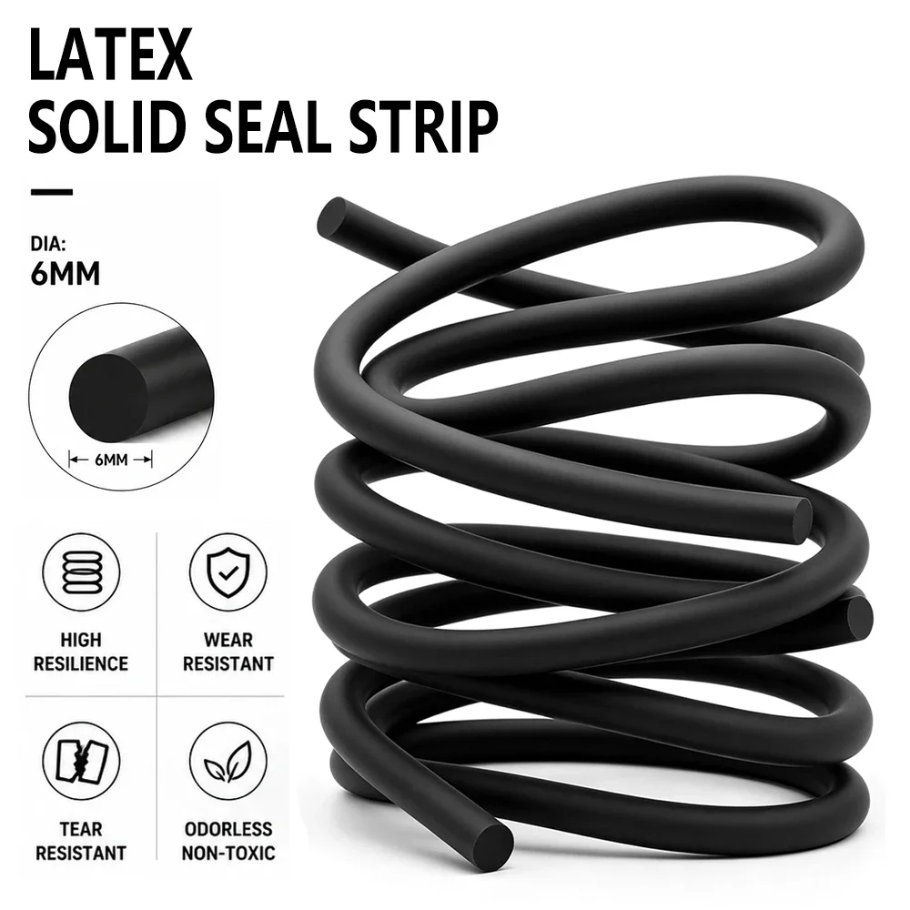 1/2/3/5M Solid Latex Elastic Rope Dia 6mm High Strength Thickened Rubber Band For Tent Outdoor Camping Equipment Fastening