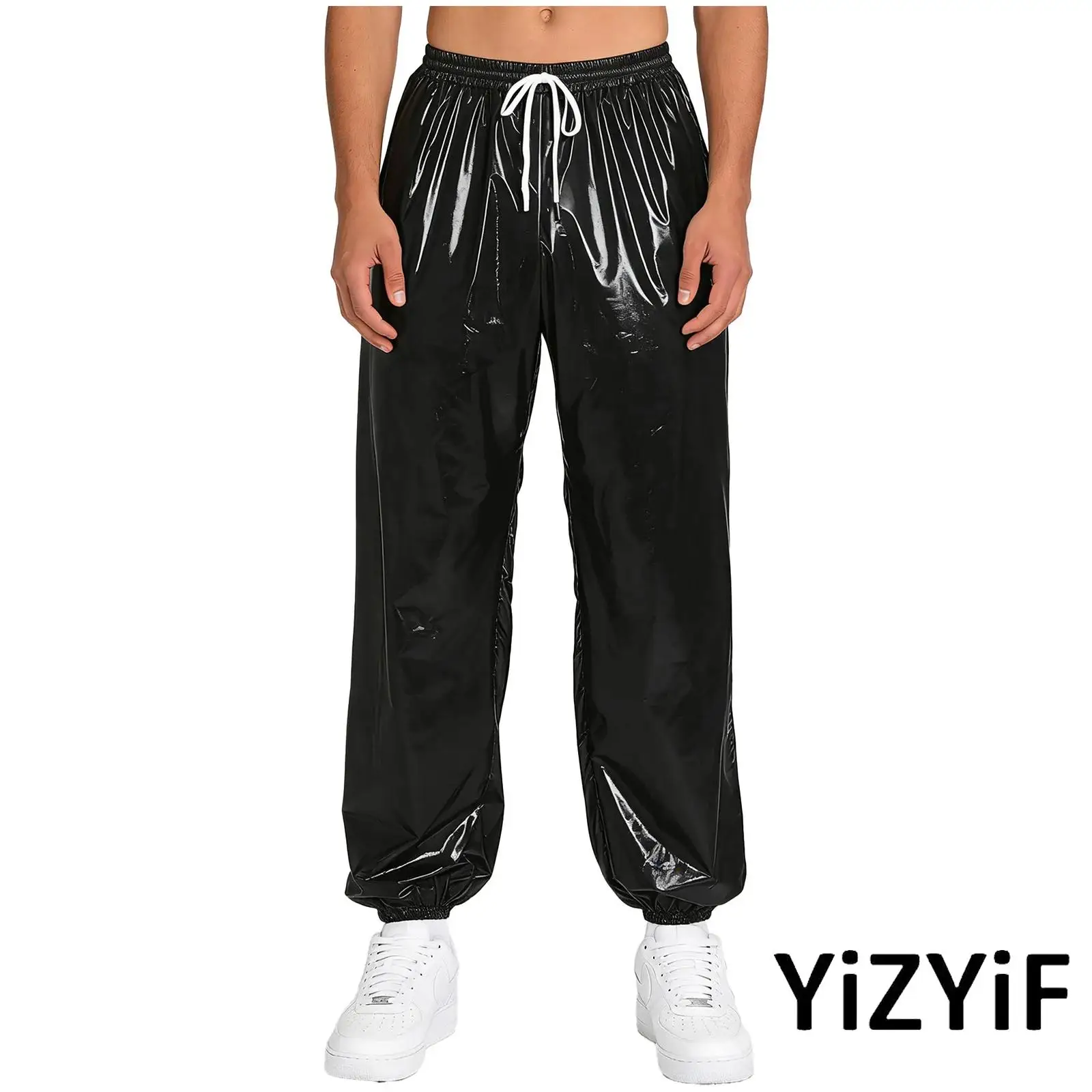 

Mens Athletic Joggers Waterproof Costume Drawstring Elastic Waist Side Pockets Track Pants for Workout Gym Daily Casual Wear
