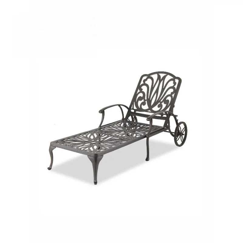 Outdoor courtyard bed, pool lounge chair, cast aluminum leisure bed, outdoor adjustable lounge chair