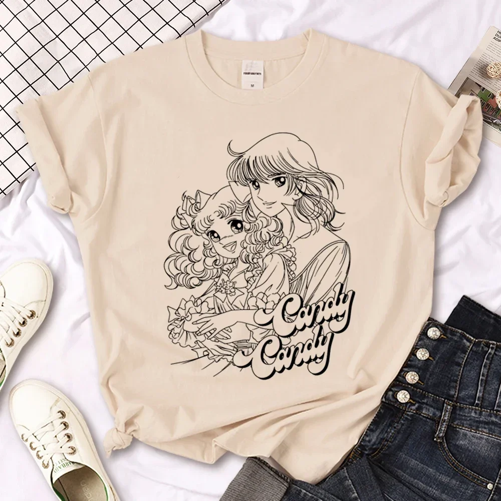 Candy Candy Tee Women Y2K T-shirts Female Anime Streetwear 2000s Clothing