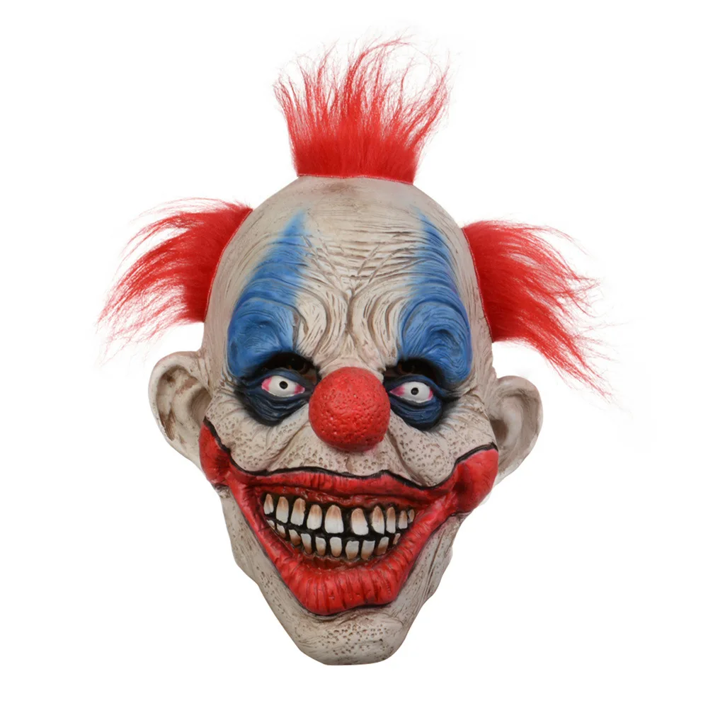 Red Nose Clown Mask Full Head Joker Mask Halloween Masquerade Party Cosplay Costume Props Circus Funny Accessories