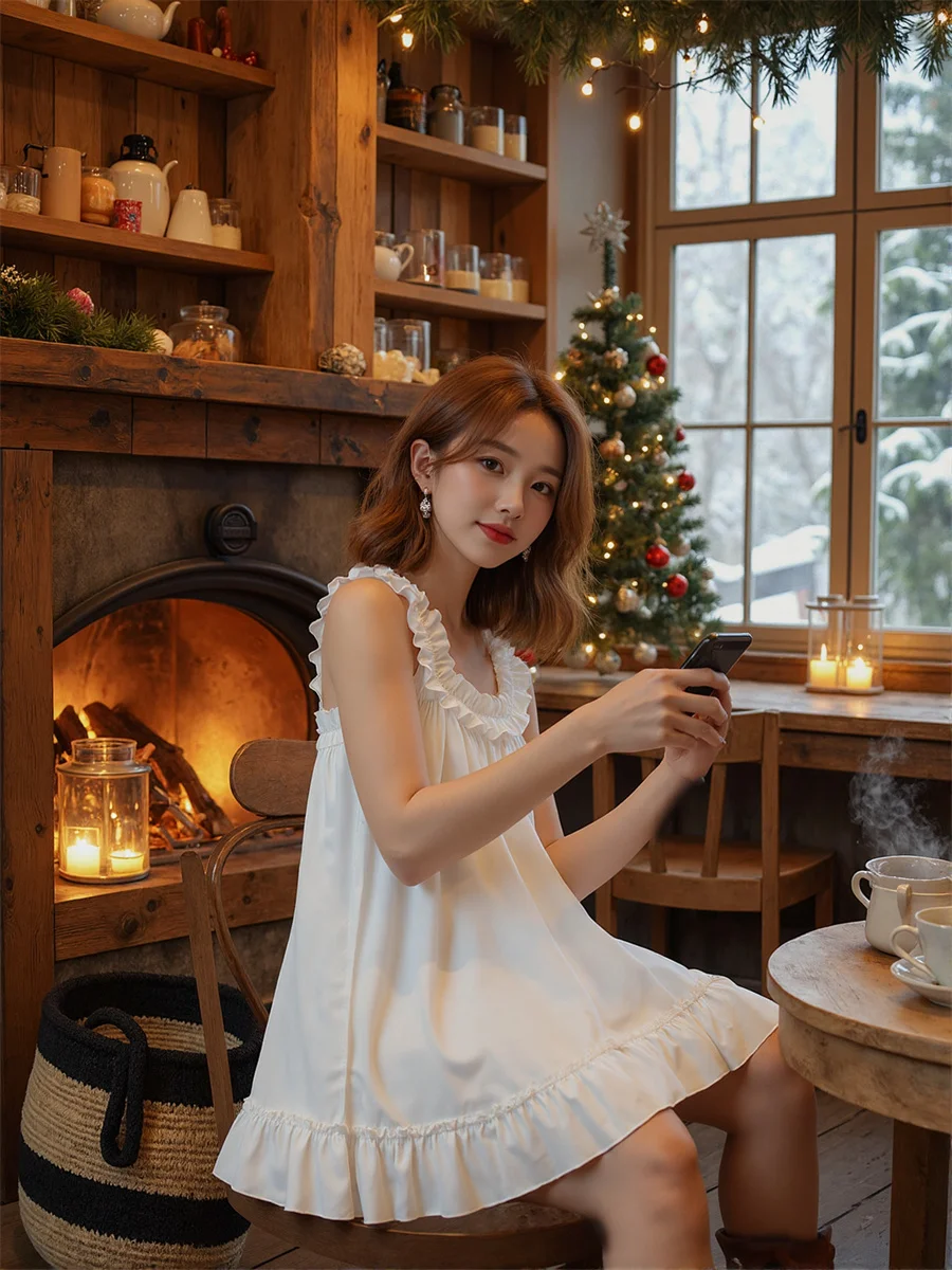 เดรสผู้หญิงสไตล์ชิคสำหรับฤดูหนาวและฤดูร้อน ทรงหลวม มินิเดรส หวาน เซ็กซี่ ผ้าฝ้าย ผ้าซาตินเนื้อบาง คอ halter ทรงเข้ารูป ทรงกระโปรงบาน ทรงเพรียวบาง สไตล์ preppy