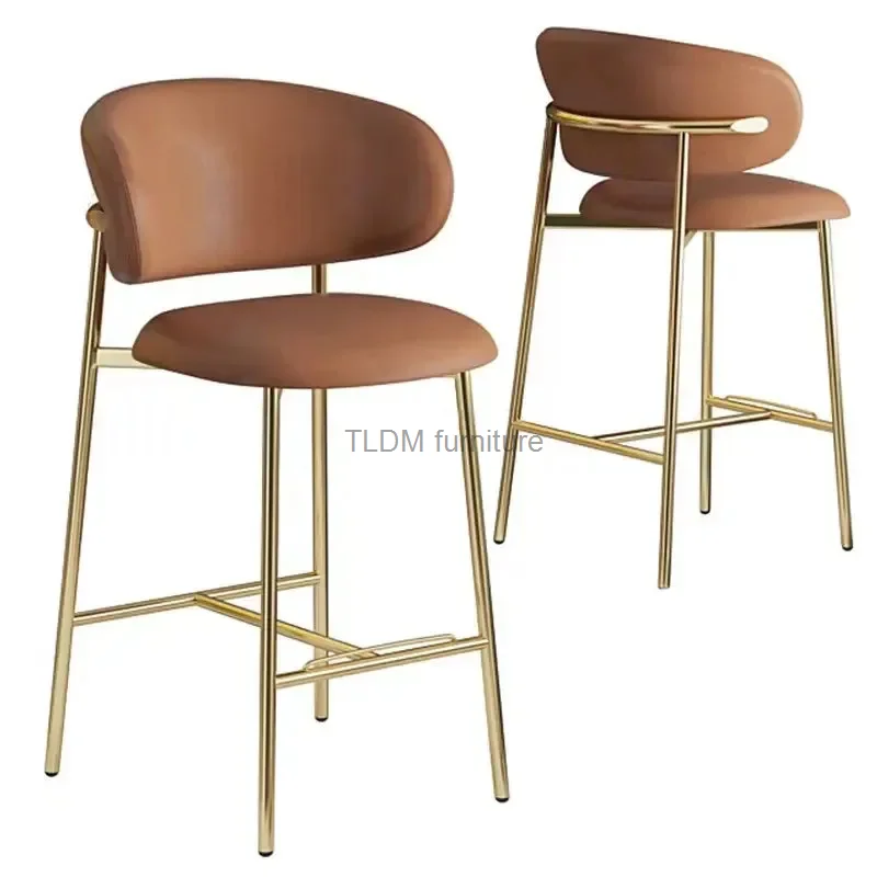 Modern Minimalista Front Desk High Bar Stool, Nordic Iron Cadeiras, Móveis de cozinha, Designer Back Bar Chair