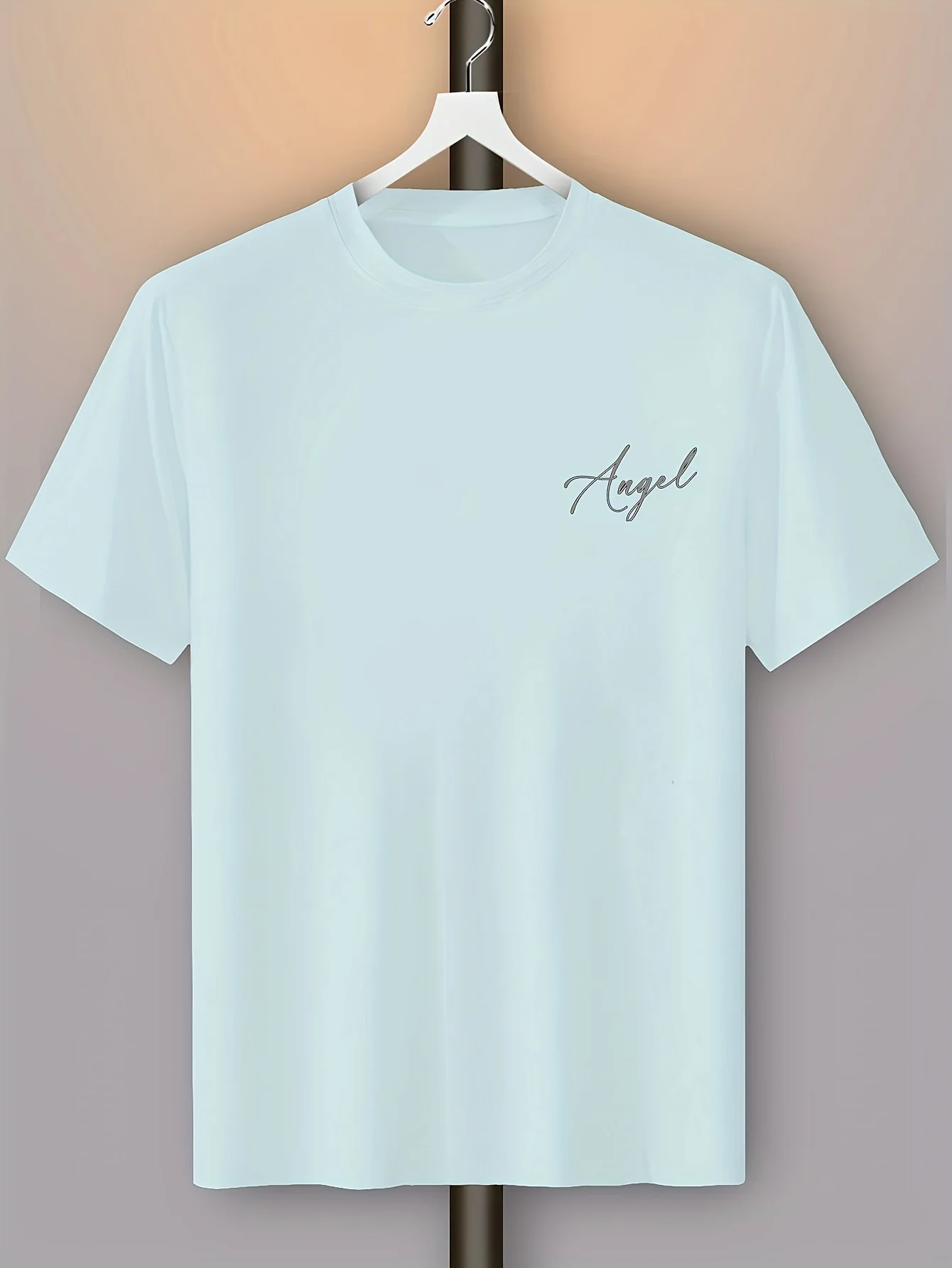 Men'S Casual Street Style Geometric Print T-Shirt - Angel Pattern Design, Loose Fit, Summer Essential, Summer Casual Wear | Angel Pattern Shirt | Textured Appearance