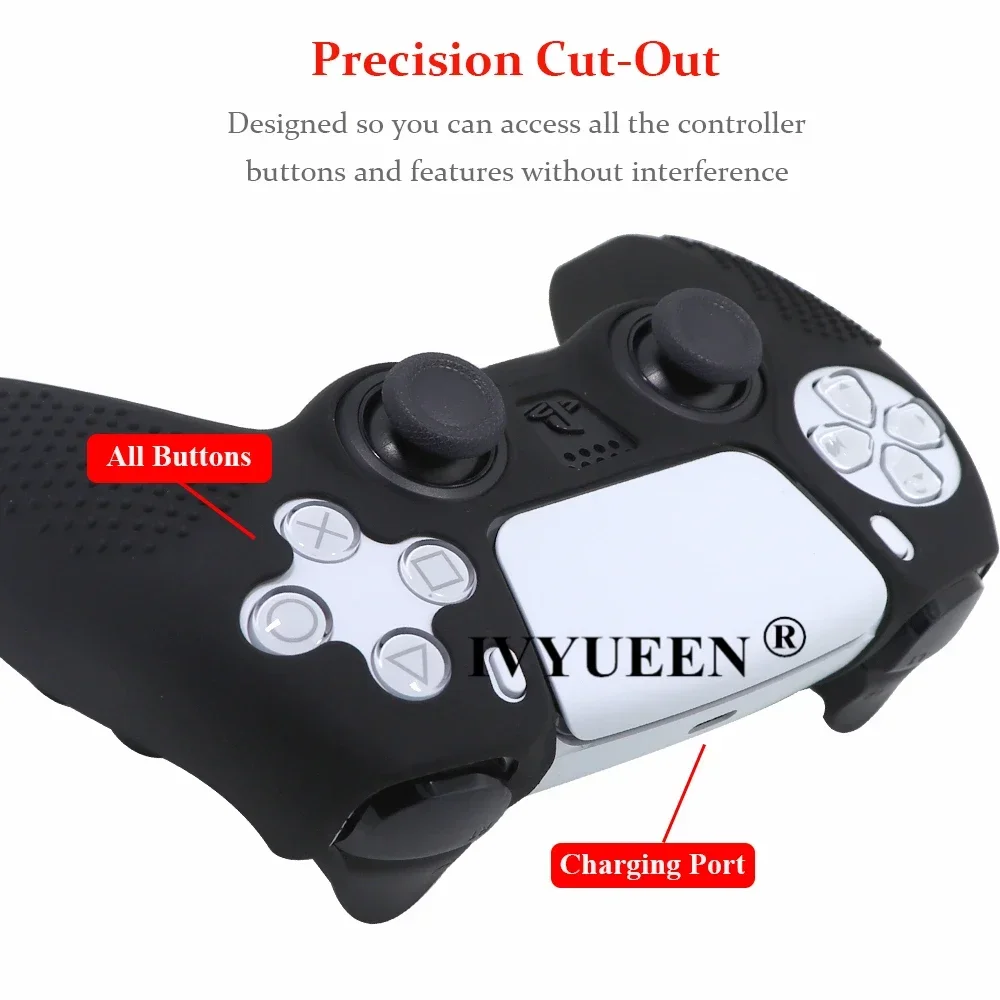 IVYUEEN Anti-slip Siliconen Cover Skin voor Sony PlayStation Dualshock 5 PS5 Controller Case Thumb Stick Grip Cap voor DualSense