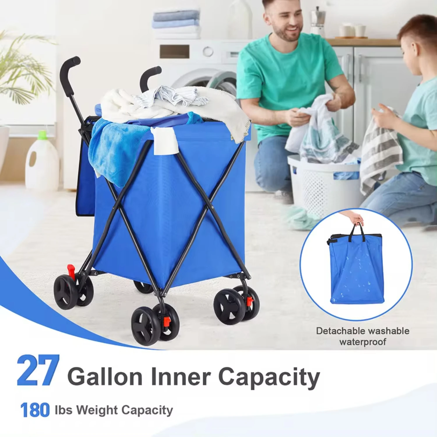 

Blue Folding Hand Truck Black Big Lightweight Cart Portable Telescopic Dolly Backpack Luggage Travel Moving Shopping Trolley