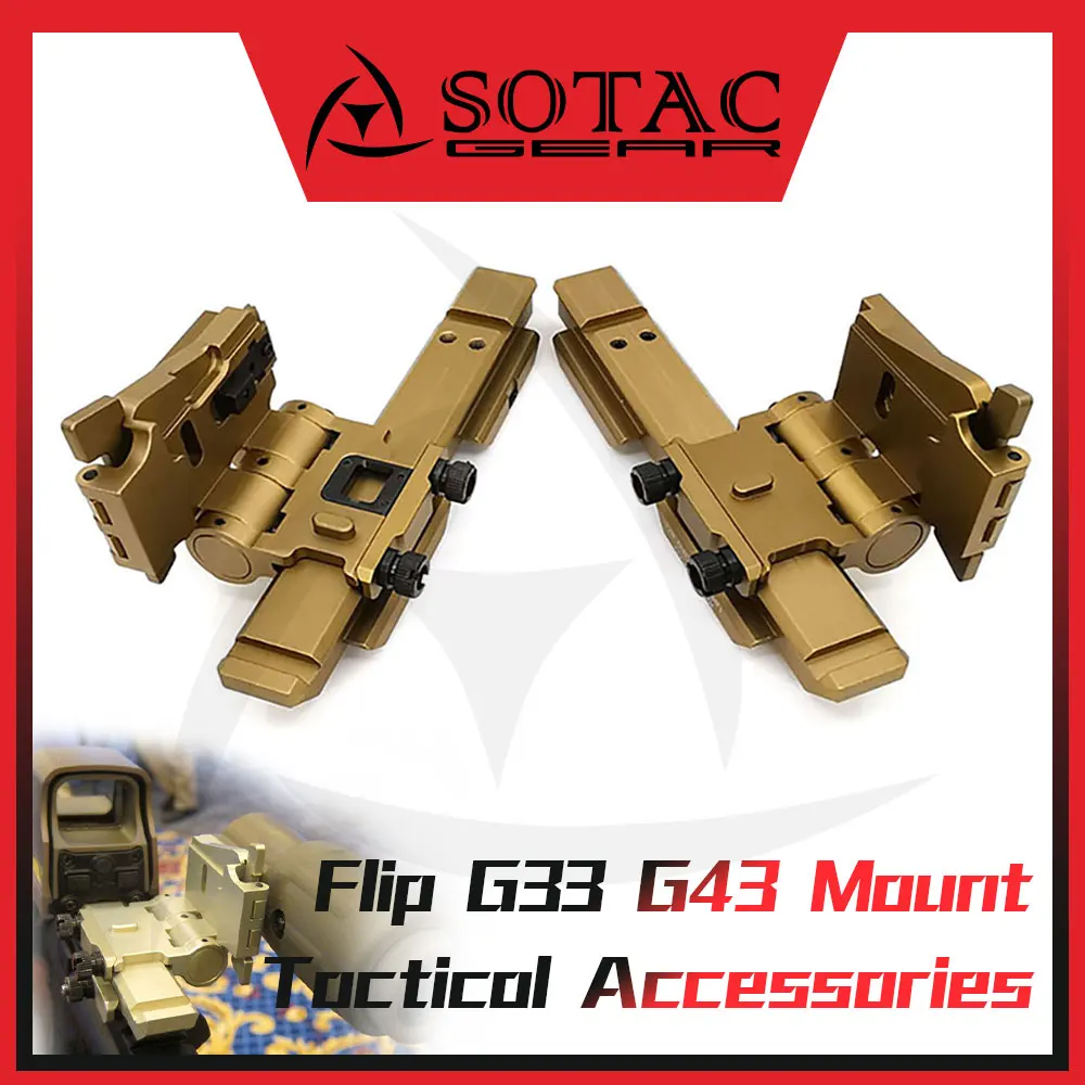 Sotac Cnc Metal Flip Mount Voor G33 G43 3x Vergrootglas En Red Dot Scope Sight Jachtwapen Tactische Accessoires