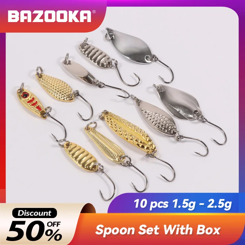 Bazooka Spoon Fishing Lure Set Metal Spinner JIG Hard Trout Baits Colorful Peche Sequins Paillette Pike Perch Winter With Box