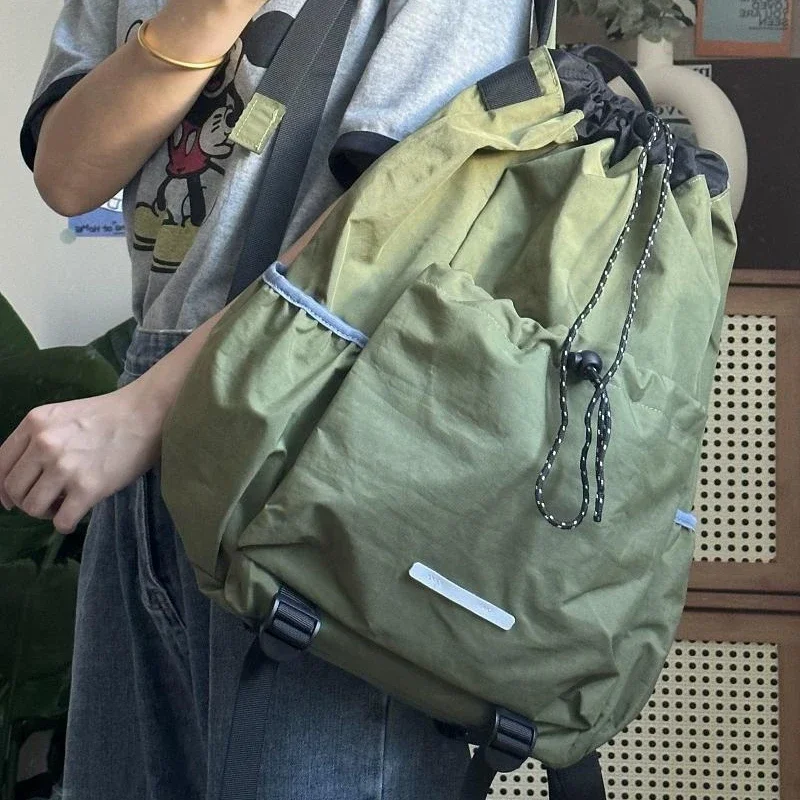 Drawstring Korean Vintage Students Schoolbags Trendy Casual All Match Preppy High-capacity Sports Simple Travel Bags