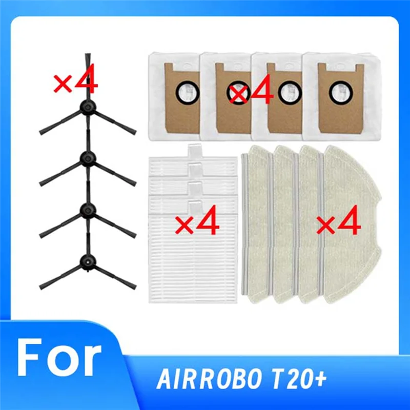 

【Recommend】Side Brush Mop Filter Dust Bags For AIRROBO T20+ Vacuum Cleaner Accessories Ultra Durable Cleaner Parts Accessories