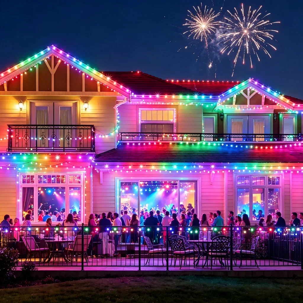 Smart RGBIC Eave Lights App & Remote IP65 Permanent Outdoor LED String Lights Home New Year Christmas Birthday DIY Lighting