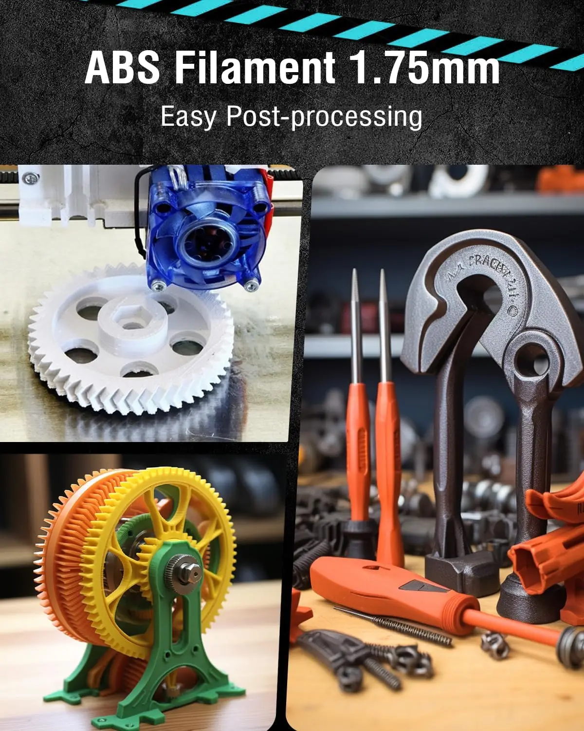 SUNLU خيوط طابعة ثلاثية الأبعاد 1.75 مللي متر 1 كجم/لفائف أبيض وأسود ABS خيوط طباعة ثلاثية الأبعاد مواد طباعة ثلاثية الأبعاد للطابعة ثلاثية الأبعاد #4