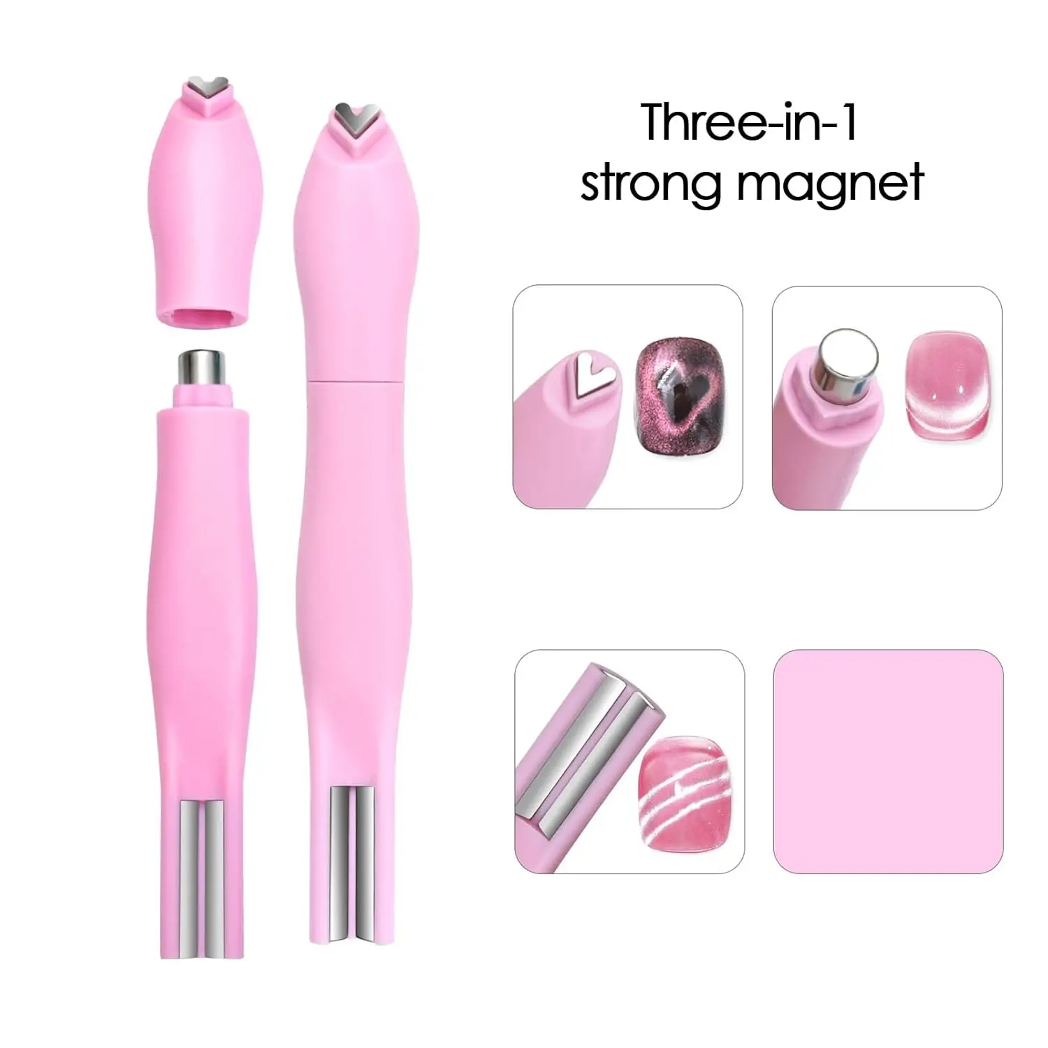 Strumento magnetico per unghie Cat Eye multifunzionale 3 in 1 per saloni fai-da-te Forme a cuore e rotonde Accessorio versatile per smalto gel Cat Eye