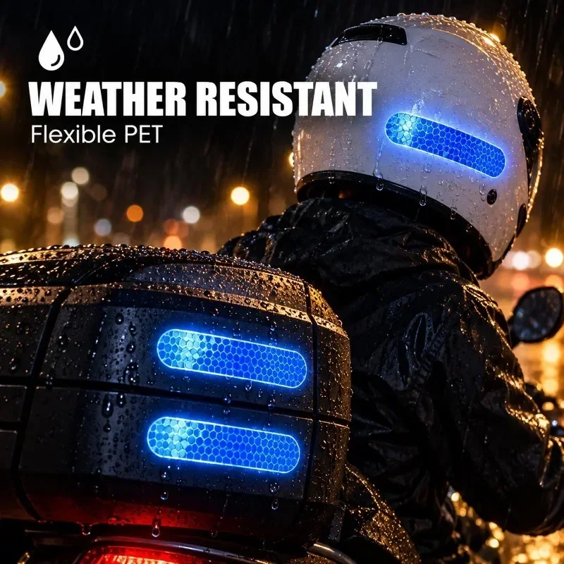 Motorcycle Scooter Body Night Riding Safety Warning Self Adhesive Decal Helmet Reflective for Warning High Visibility Stickers
