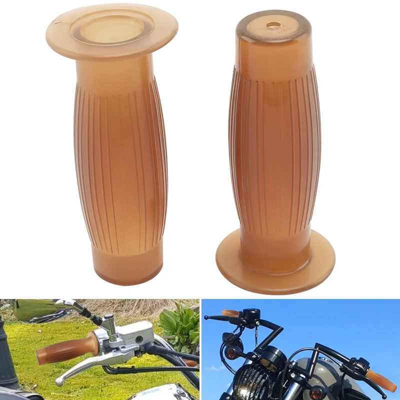 Universal Retro Motorcycle Hand Grips Non-slip Rubber Handlebar Grips Brown For Moto Scooter Motocross Motorbike Grips