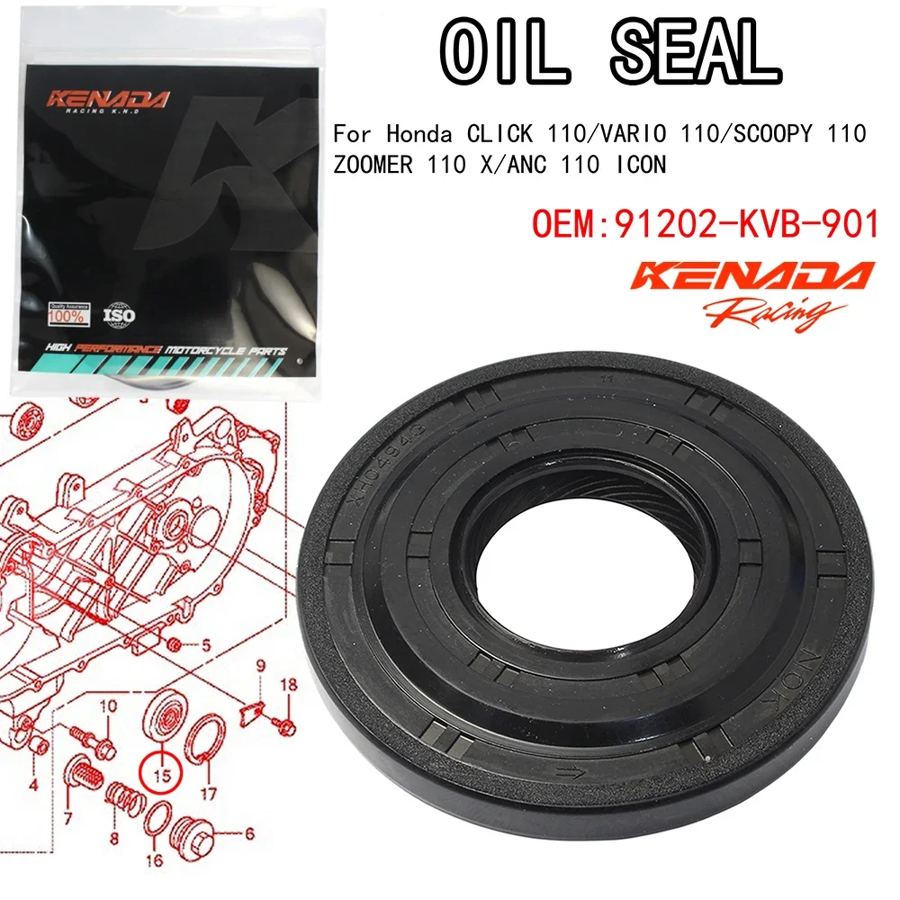 

KENADA Racing Right Crankgase Cover OIL SEAL For Honda CLICK 110/VARIO 110/SCOOPY 110/ZOOMER 110 X/ICON OEM 91202-KVB-901