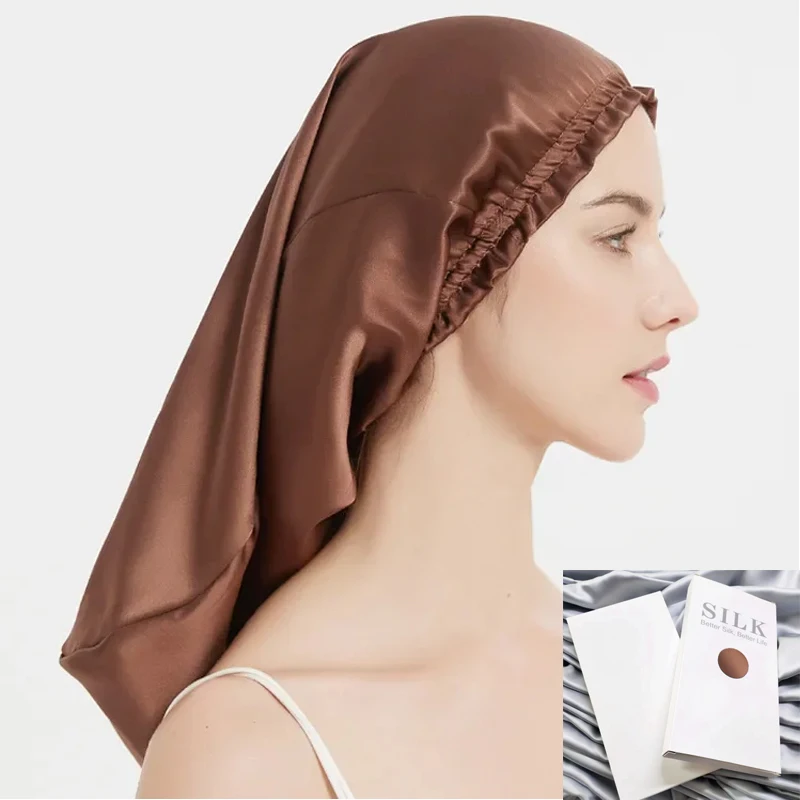 Long Silk Hair Bonnet for Sleeping Women,100% Real Mulberry Silk Bonnet ,Silk Sleep Night Cap for Hair Care,шапка женская ,비니
