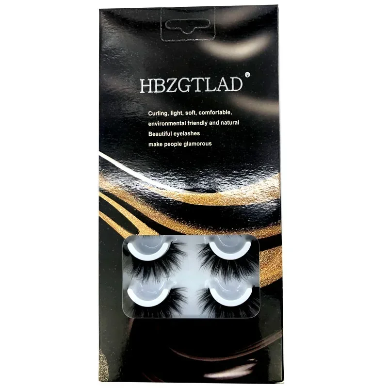 HBZGTLAD 5/16 pairs of 3D fluffy curly cross soft artificial mink full eyelashes hand rolled soft mink false eyelashes beauty re