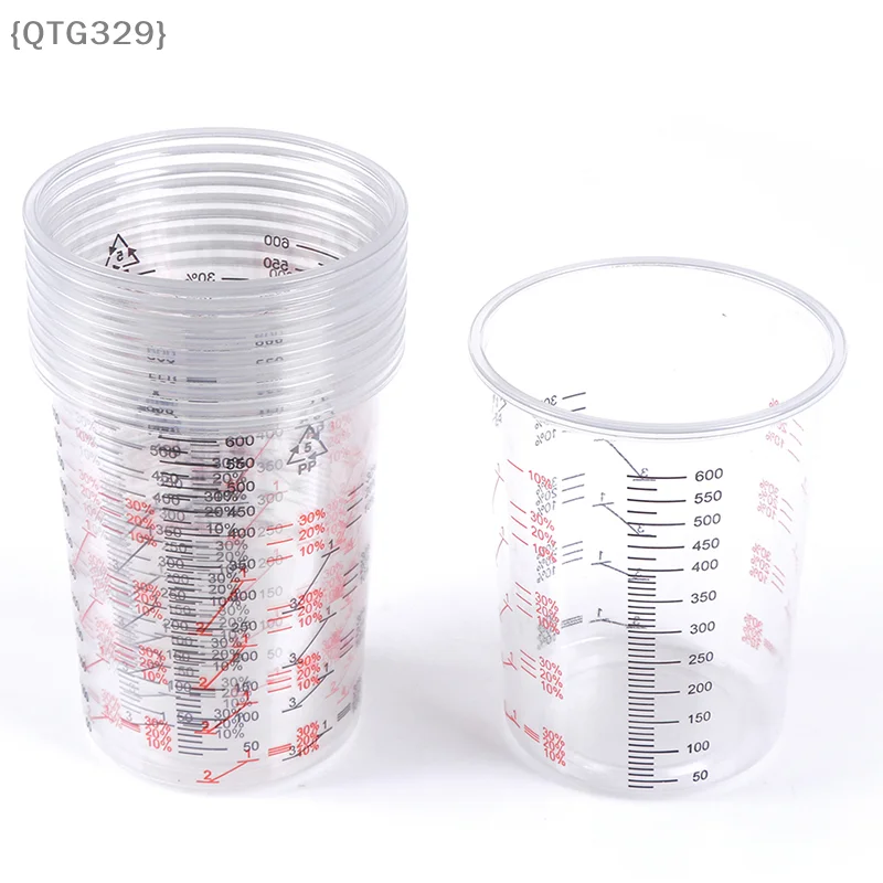 10 Pcs 600ml Paint Mixing Cups, Heavy-Duty Plastic Calibrated Pot for Automotive Industrial Painting, Thick Wall