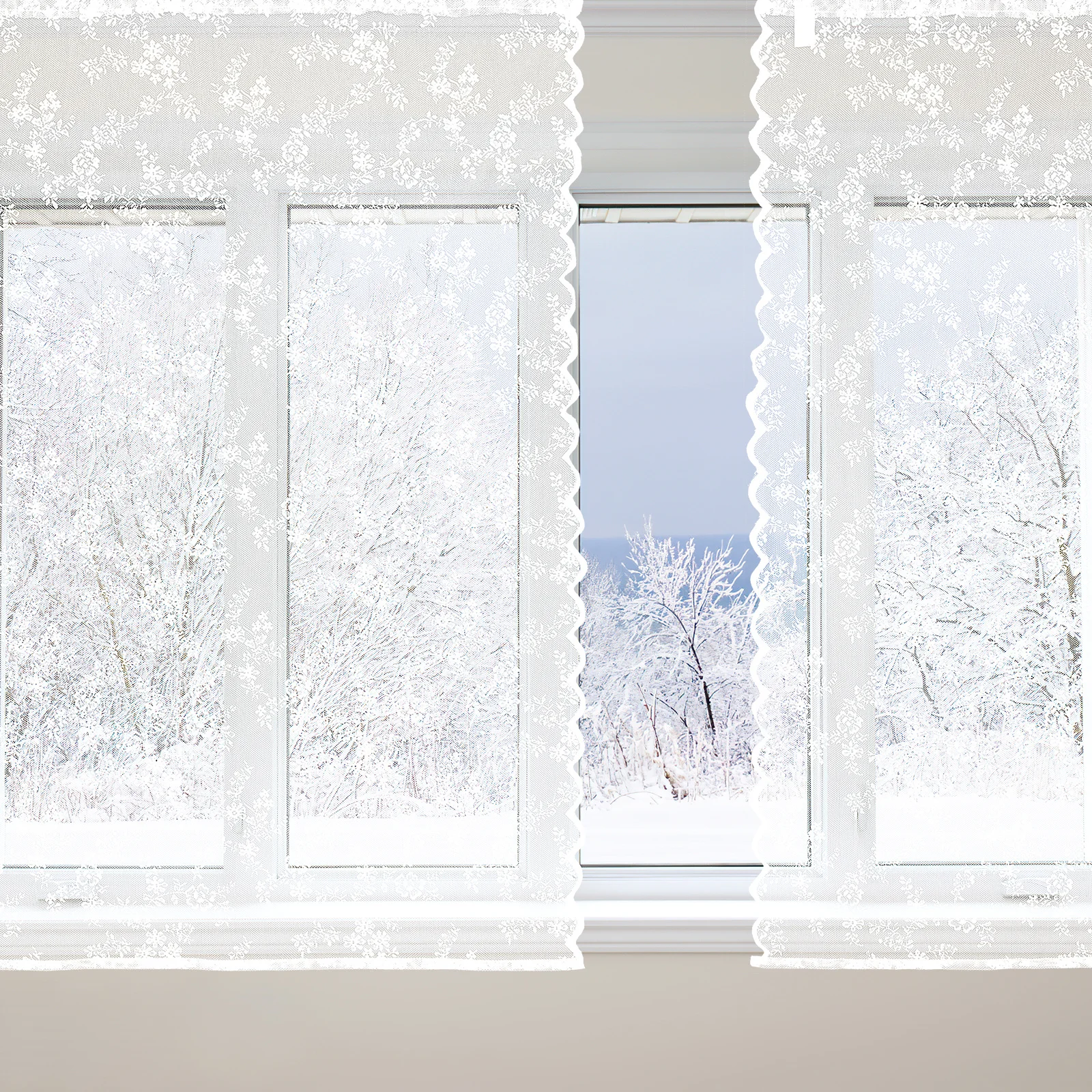 

2Pcs White Lace Sheer Curtains Elegant Floral Bedroom Living Room Privacy Window Drapes Decorative Window Curtain