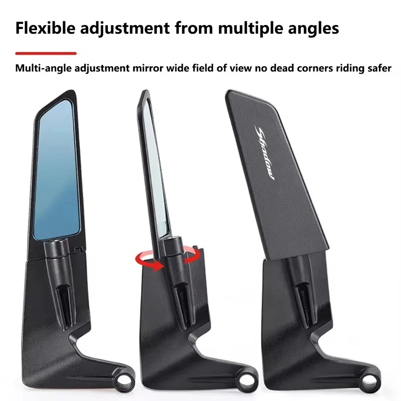 Motorcycle Modified Wind Wing Reflector Black Rearview Mirror For Honda Shadow VT 400 600 1100 VT400 VT600 1300  Accessories view 6