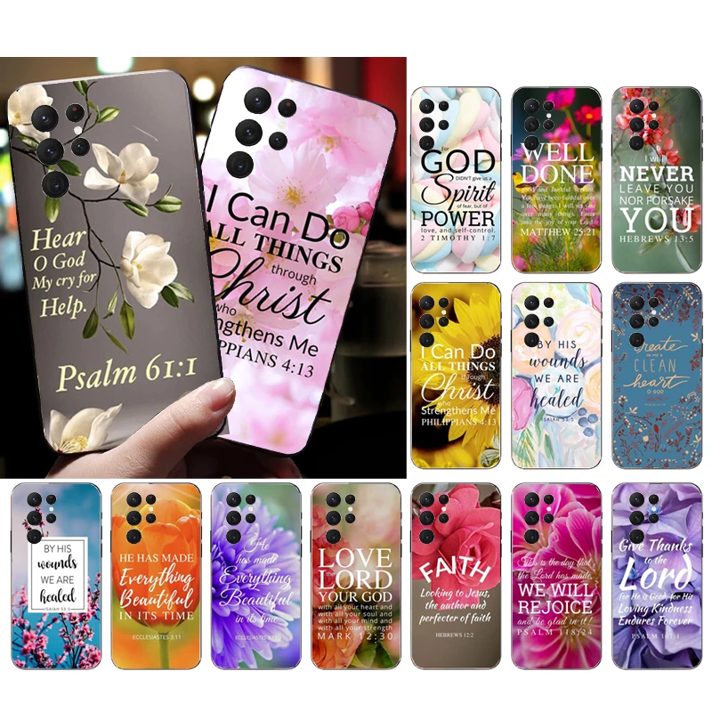 

Flower Bible Verse Christian Phone Case For Samsung S25 S24 S23 S22 S21 Ultra S24 S23 S22 S21 Plus S24 S21 S20 FE