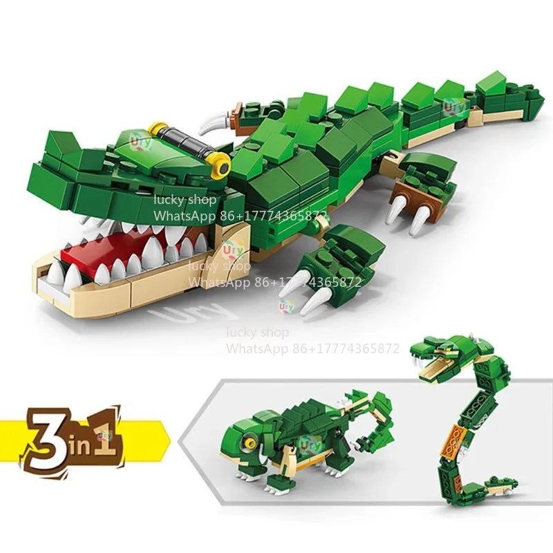 Wildlife Simulation Decor Figurine, Shark Owl Tiger Crocodile Hand-assembled Model, Home Room Desktop Art Decoration - view 5