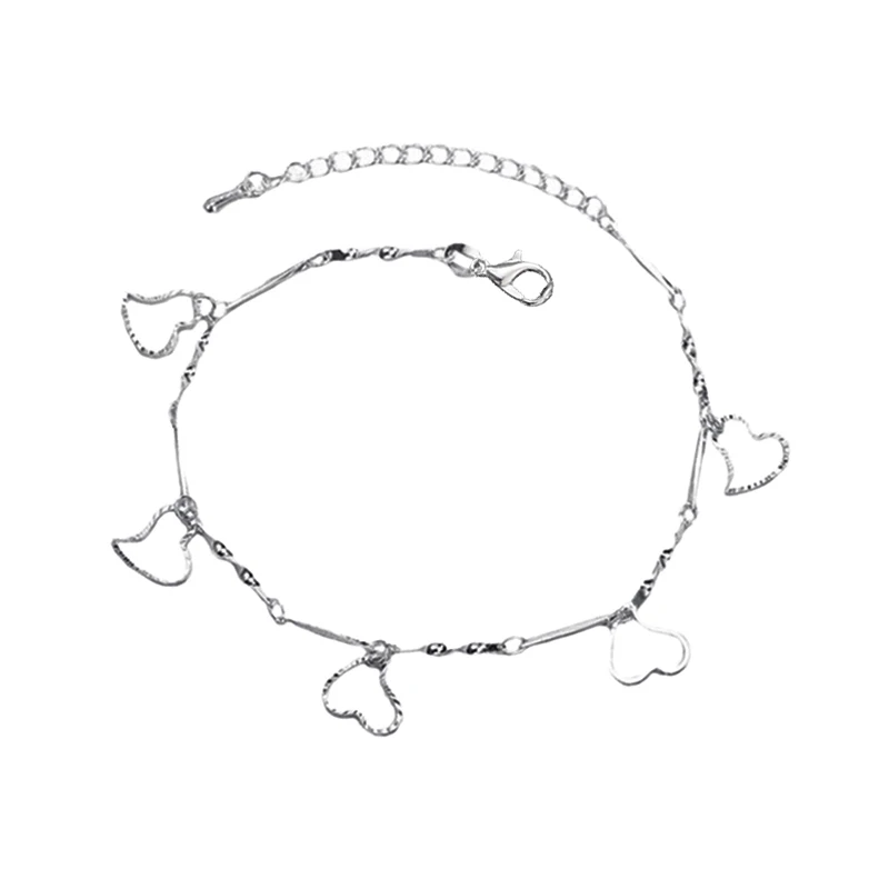 Nowa moda Serce Wisiorek Anklet Łańcuch na stopę Panie 925 Sterling Silver Beach Anklets Bransoletka dla kobiet Pulseras Biżuteria Prezent — zdjęcie 2