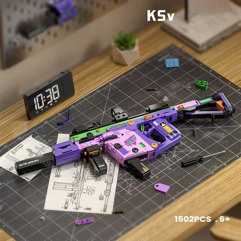 Military Gun MP5 KRISS Vector Submachine Gun Building Blocks Technical Weapon Bricks Toys for Children Gifts Adult Gifts