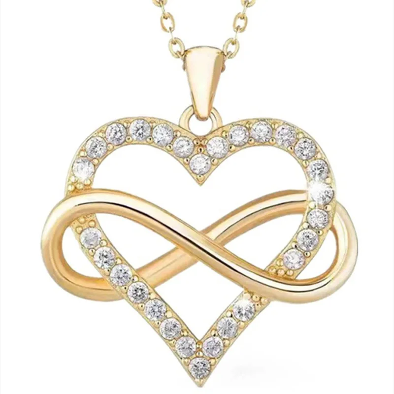 925 Sterling Silver Jewelry Gift Necklace for Women Expressing Endless Love Simple Heart-Shaped Collarbone Neck Chain