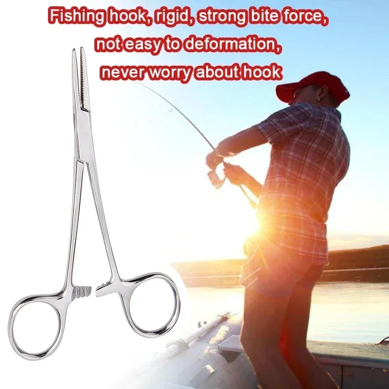 Stainless Steel Locking Forceps Artery Surgical Clamp Curved Straight Tip Fish Hook Pliers Hemostatic Forceps Hand Tools