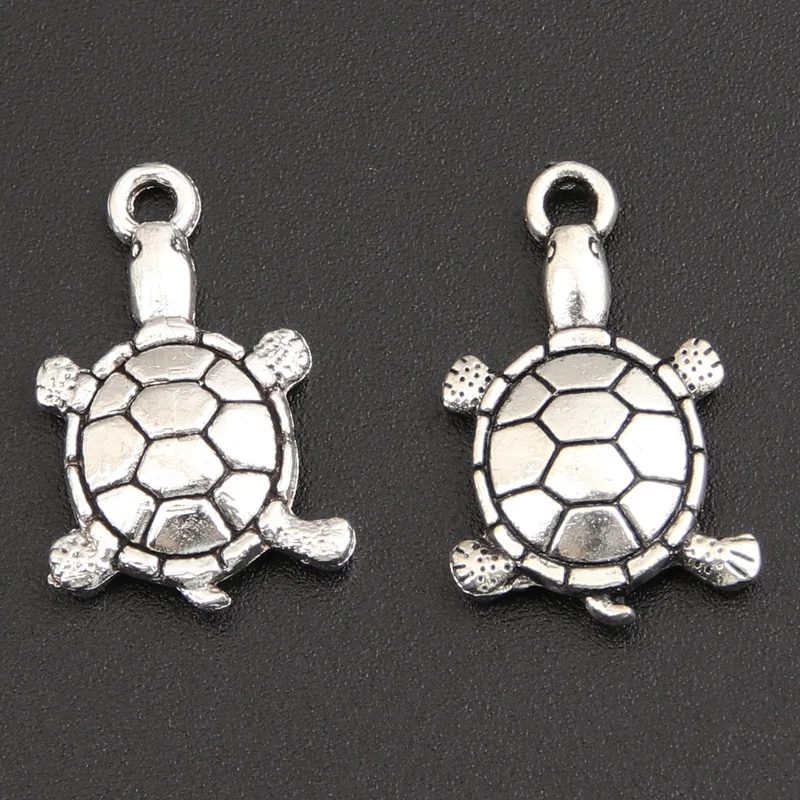 50PCS Tibetan Silver Color Sea Tortoise Turtle Pendants Charms Jewelry Findings Necklace Accessories SALE