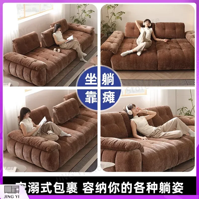 2025 New Adjustable Straight Row Sofa for Living Room Modern Minimalist High Back Multi Person Sectional Sofa Comfortable