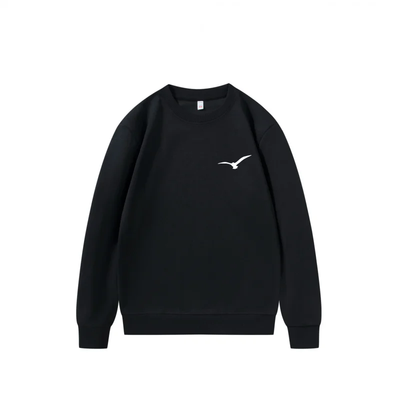 سويت شيرت رجالي طائر أبيض على خلفية سوداء بلوفر برقبة دائرية مريح مناسب على الطراز القوطي ملابس الهالوين في عام 2025