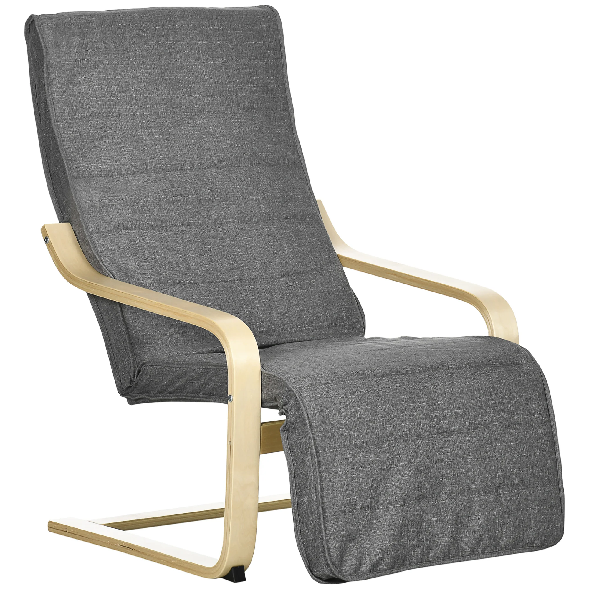 HOMCOM Sillón de Salón con Reposapiés Ajustable, Butaca de Salón Tapizada en Lino Sintético con Marco de Madera, Sillón de Relax para Dormitorio, Oficina, Estudio, 66,5x94x100 cm