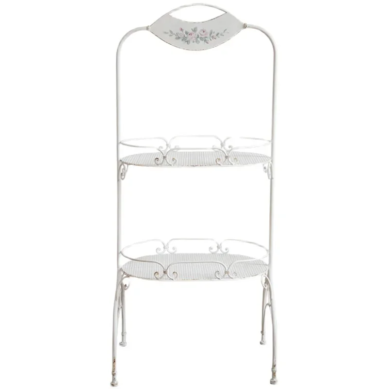 

French wrought iron storage rack retro floor-to-ceiling living room garden snack rack