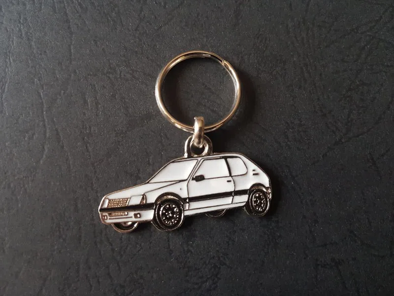 Keychain Peugeot 205, GTi XT XS XR (white) profile key ring