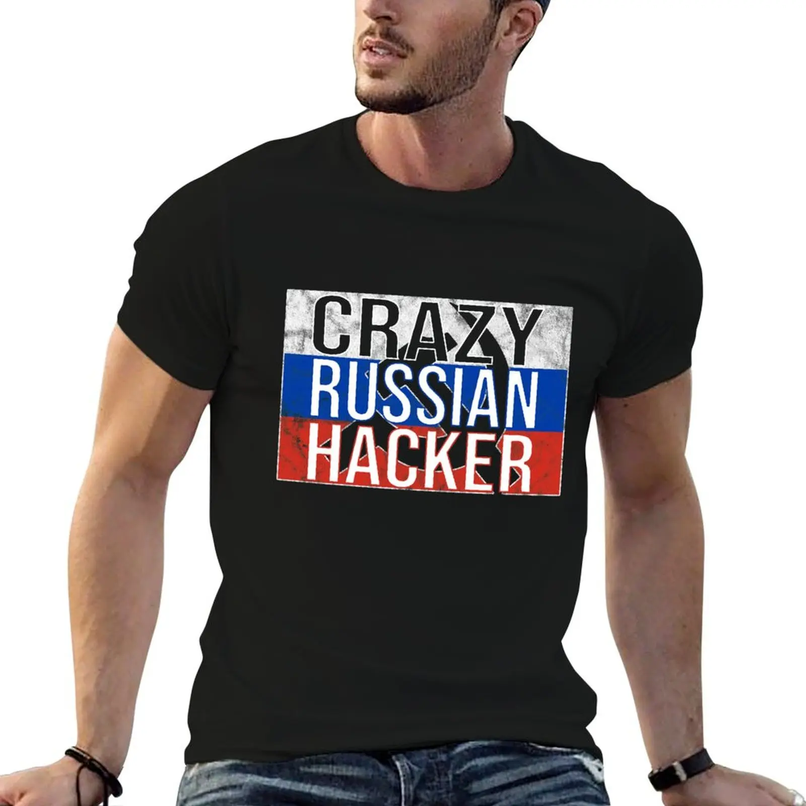 Crazy Russian Hacker Kali Linux Coder Developer Nerds T-Shirt for a boy graphics cotton t shirt men