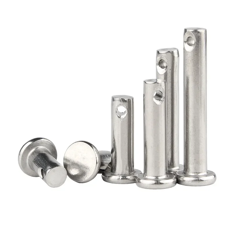 1-5Pcs M3M4M5 M6 M8 304 Stainless Steel with Hole Pin Shaft Cotter Pin Set Flat Head Cylindrical Pin Plug Pin Positioning Pin