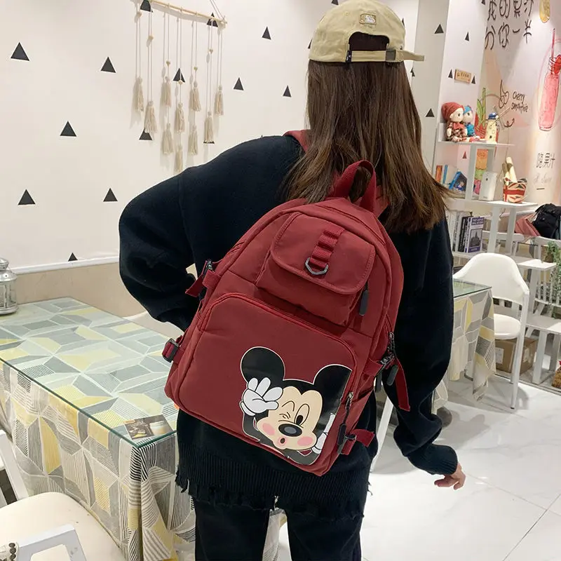 Disney\'s New Women\'s Backpack Cartoon Mickey Women\'s Backpack Large Capacity Luxury Brand High-quality Schoolbag for Girls