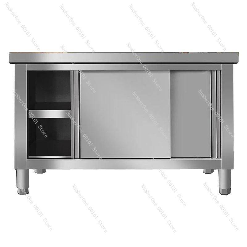 

Baking sliding door workbench, kitchen special stainless steel vegetable cutting table, packing console