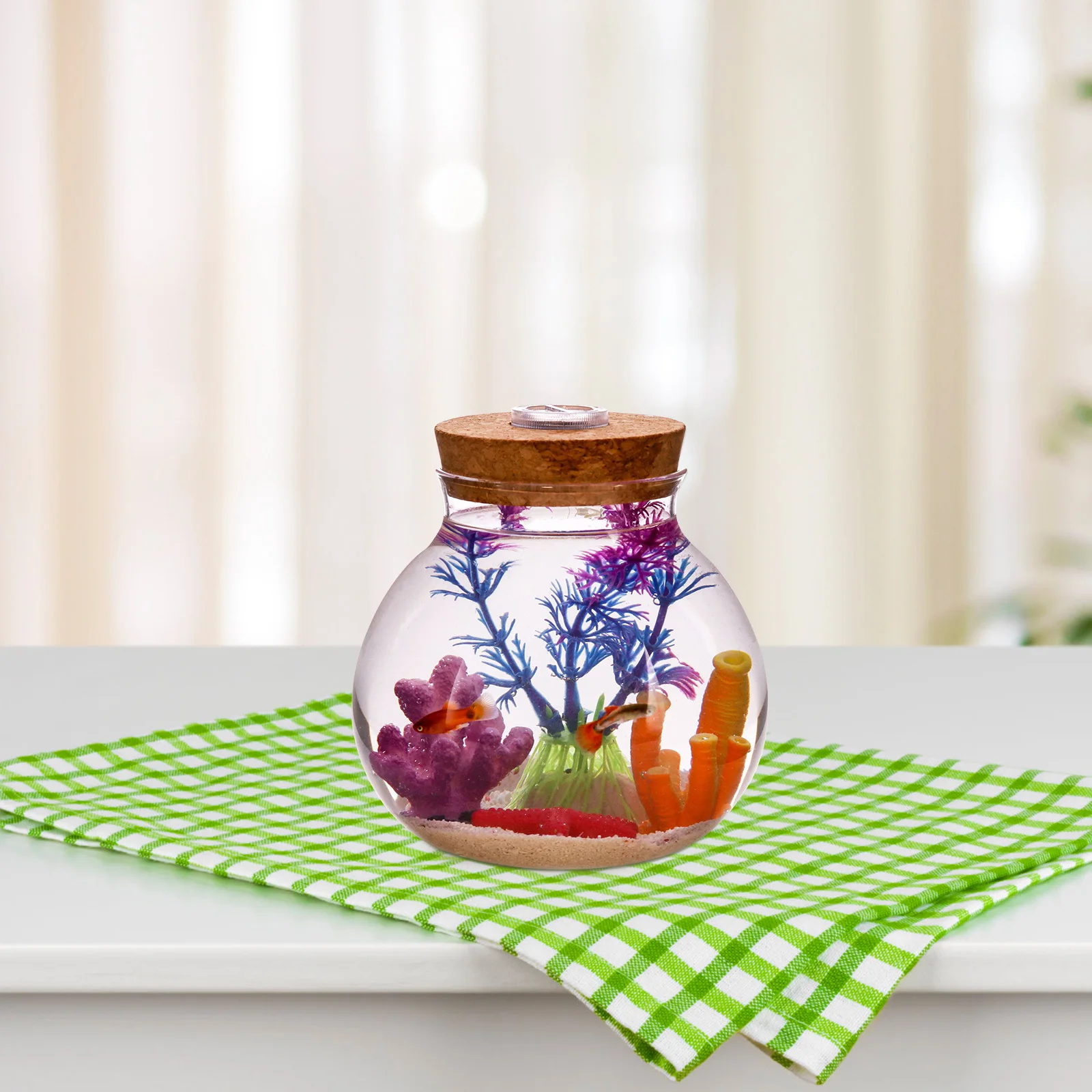 

DIY Micro Landscape Bottle with LED Light High and Wood Material Mini Aquarium Bottle for Creative Home Decor