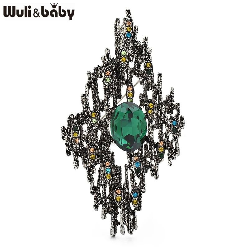 

Wuli&baby Retro Geometric Brooches Pins For Women Men 2-color Rhinestone Flower Party Casual Brooch Pins Gifts
