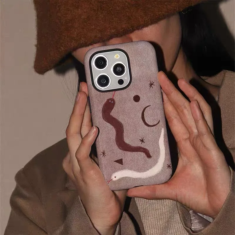 

Purple Oil Painting Snake Cartoon Phone Case for IPHONE 16 15 PRO MAX 14 13 12 11 PRO Acrylic TPU Two in One Mobile Phone Cases