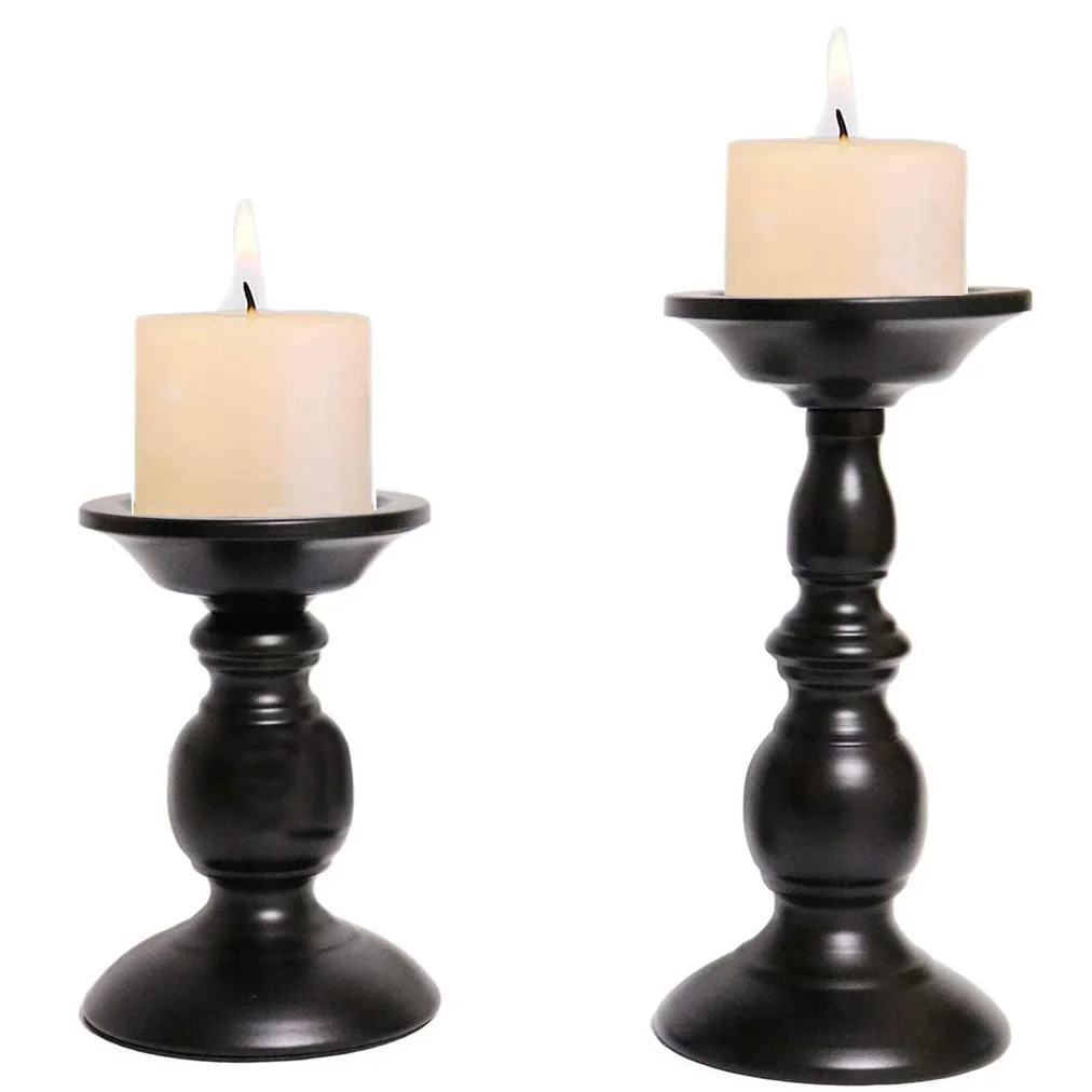 1 PC Simple Black Iron Candlestick Candlelight Dinner Decoration Candle Cup