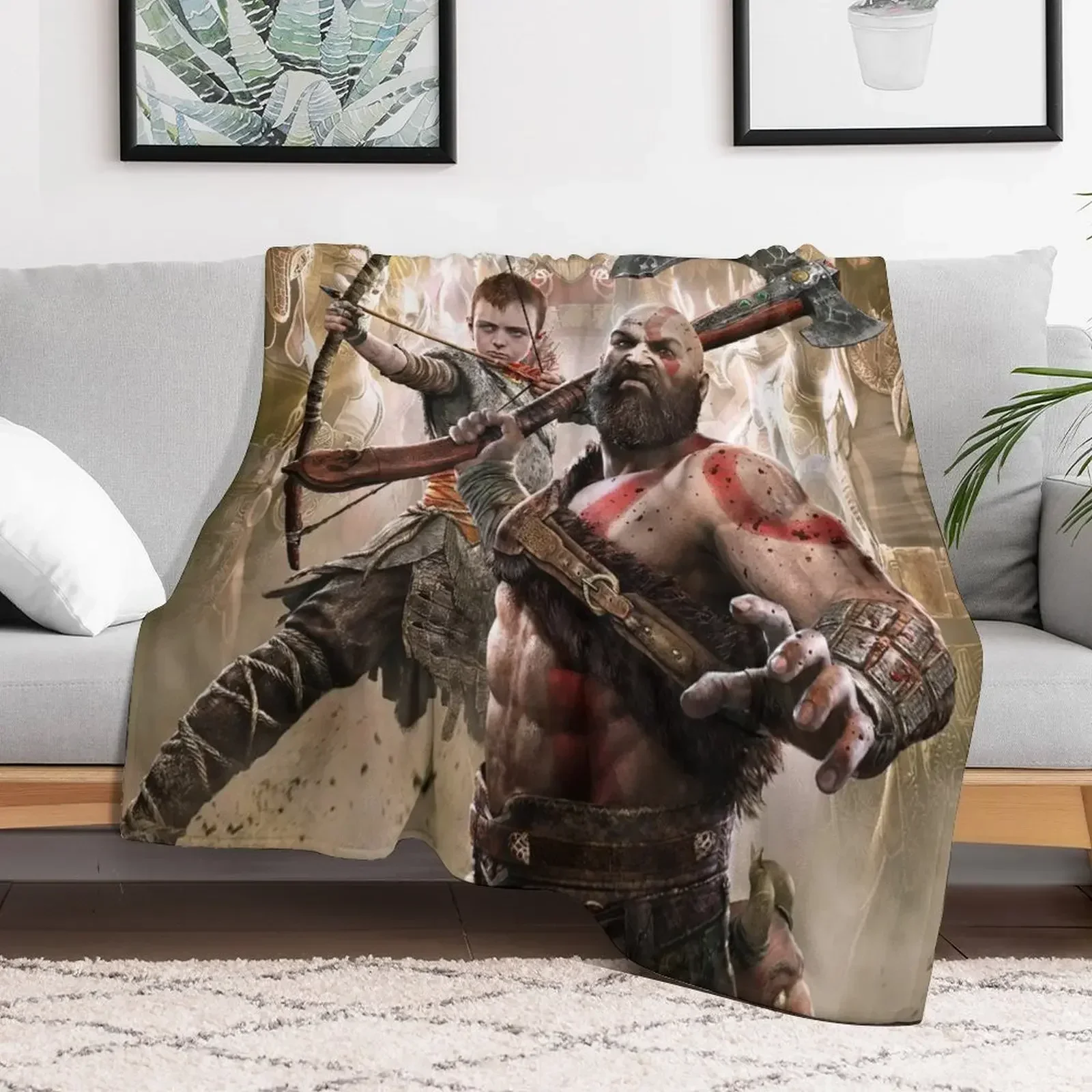 God Of War Features Throw Blanket Vintage For Sofa Thin Large Blankets