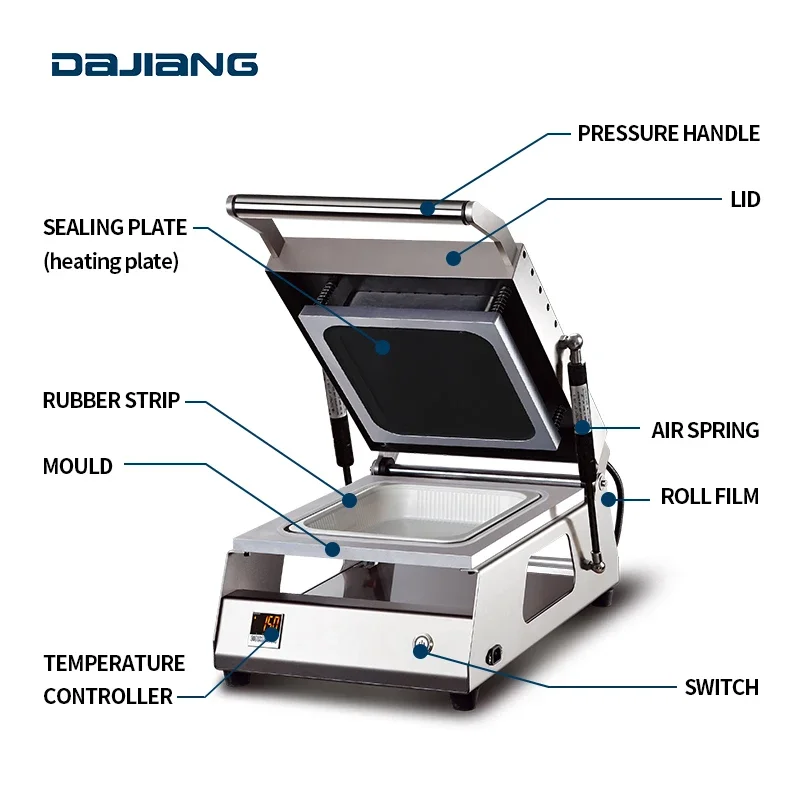 Dajiang DS-3 Fresh Fruit Vegetable Hand Tray Sealing Machine Food Box Machine  Manual Food Packaging Machine