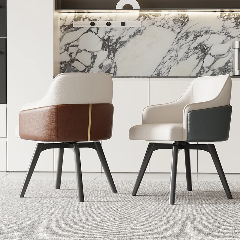 Luxury Swivel Office Chair with Armrests Modern Ergonomic Reception Bar Stool for Hotel Conference Living Room